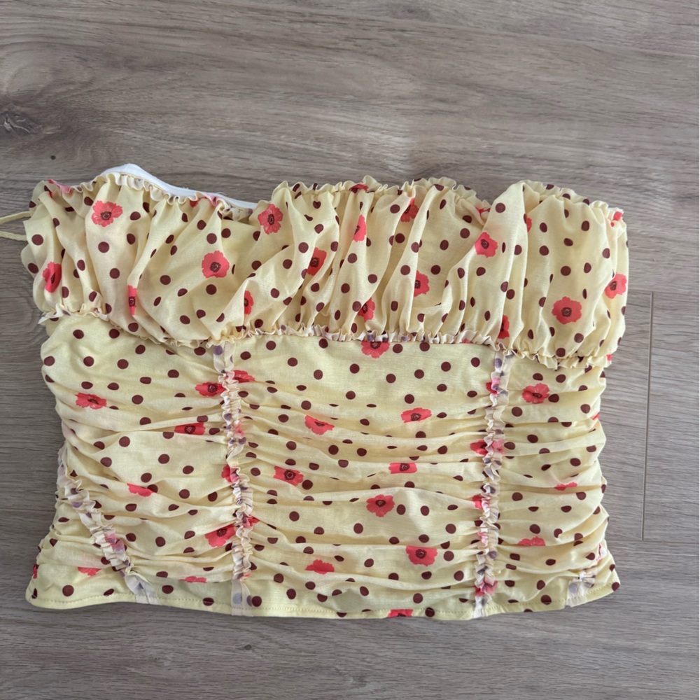 Free People Yellow Floral Tube Top